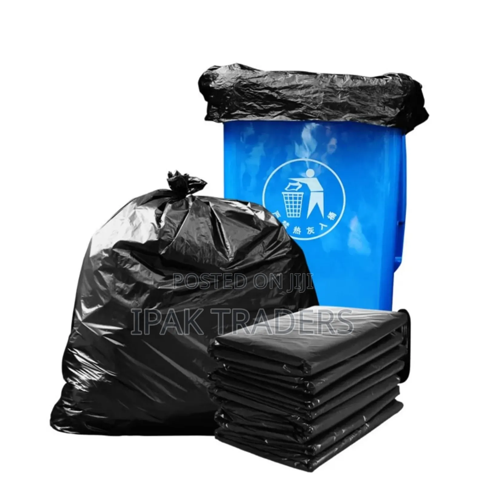 50pcs Large Trash Bags – 100 × 80 Cm
 Strong Tear-Resistant
