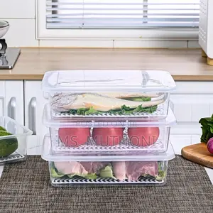 Stackable Fridge Storage Box With Drain Plate*