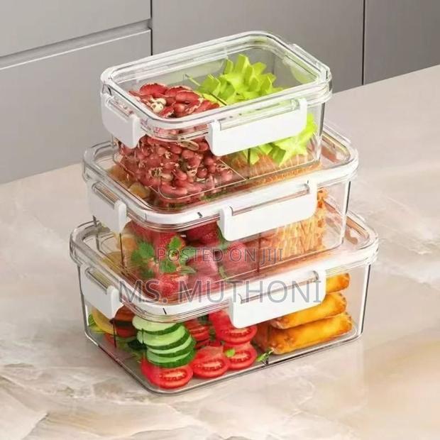 3 PCS Clear Airtight Acrylic Pantry Boxes / Meal Prep Containers - main view