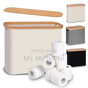 Aesthetic Slim Tissue Rolls Storage With Bamboo Lid* ( 12 PCS )