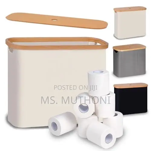 Aesthetic Slim Tissue Rolls Storage With Bamboo Lid* ( 12 PCS )