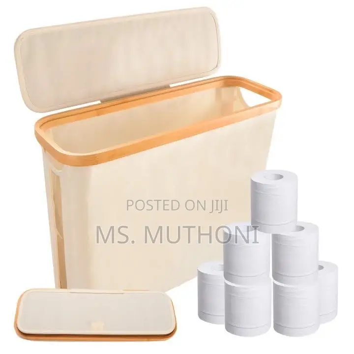 Aesthetic Slim Tissue Rolls Storage With Bamboo Lid* ( 12 PCS )