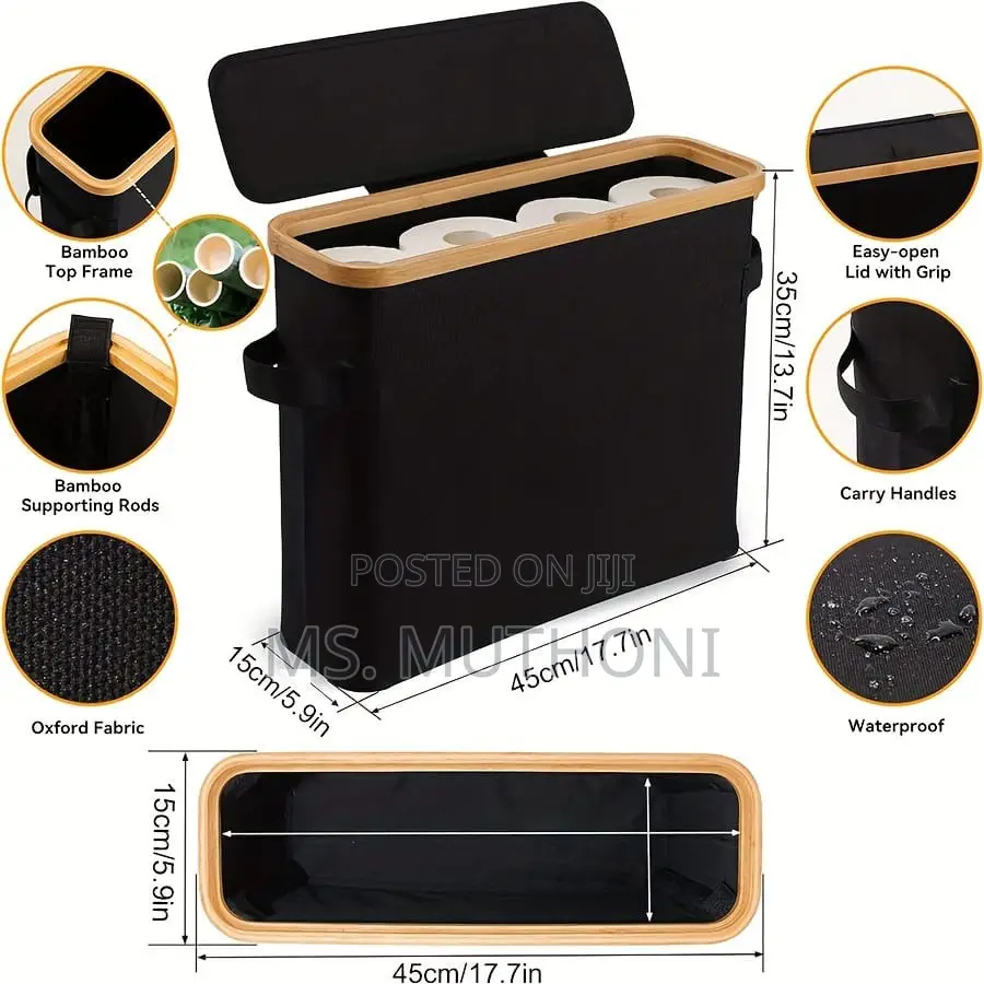 Aesthetic Slim Tissue Rolls Storage With Bamboo Lid* ( 12 PCS )