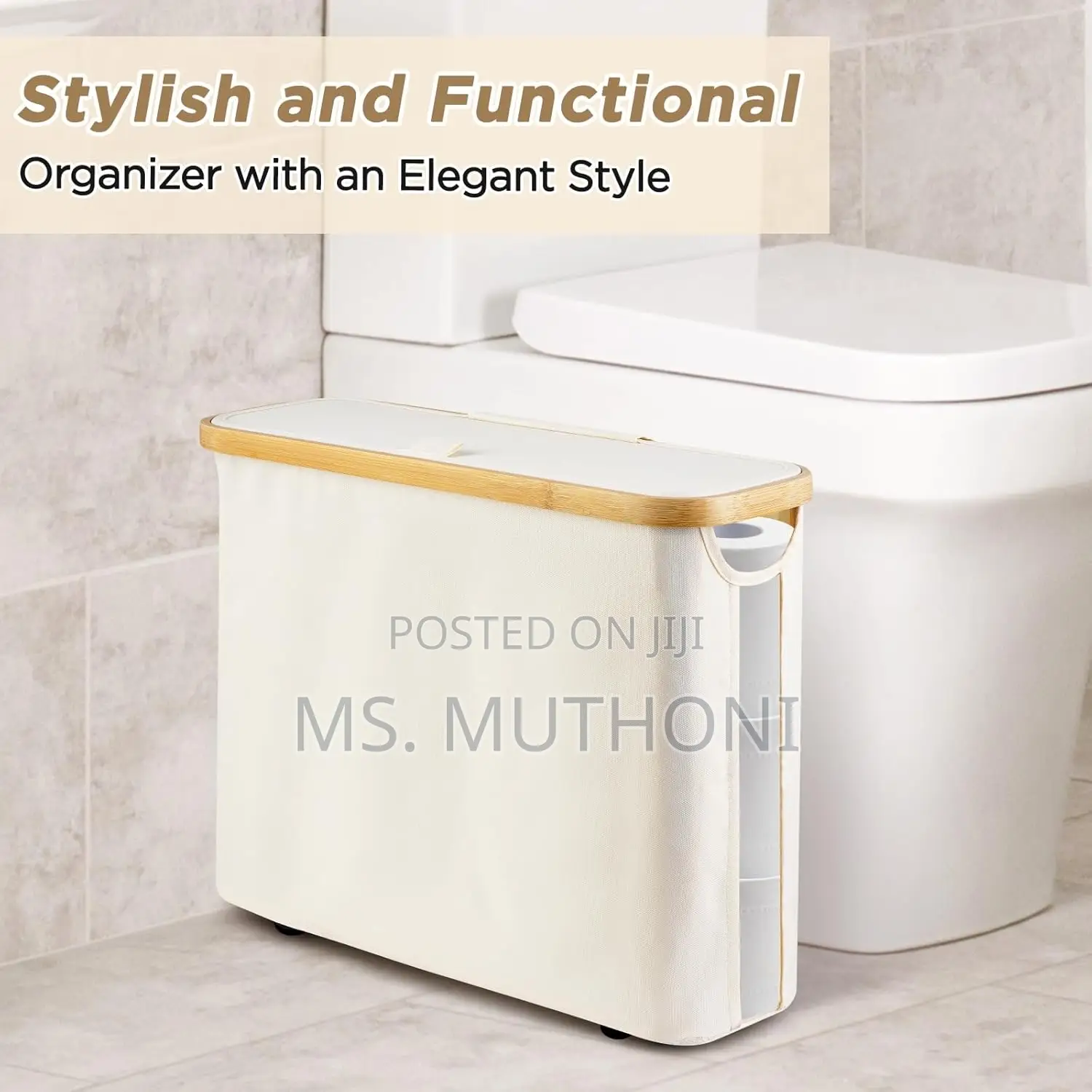 Aesthetic Slim Tissue Rolls Storage With Bamboo Lid* ( 12 PCS )