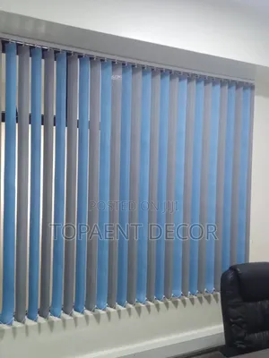 1 to Ratio 1 Blue and Grey Vertical Office Window Blinds