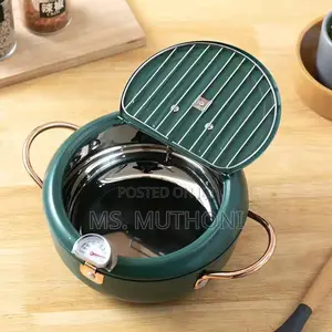 3.4l Japanese Style Tempura Deep Fryer Pot W/ Thermometer Oil Drain