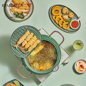 3.4l Japanese Style Tempura Deep Fryer Pot W/ Thermometer Oil Drain