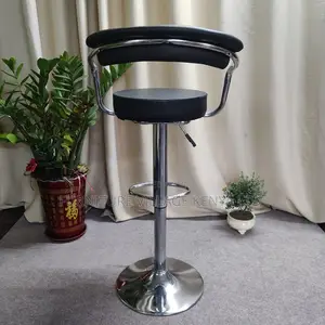 Barstool; Adjustable Black Bistro Stool With Footrest