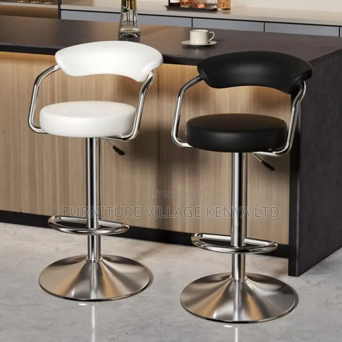 Barstool; Adjustable Black Bistro Stool With Footrest