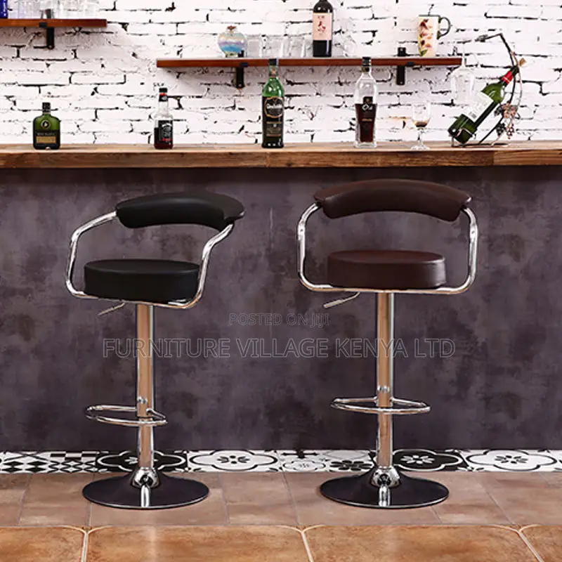 Barstool; Adjustable Black Bistro Stool With Footrest