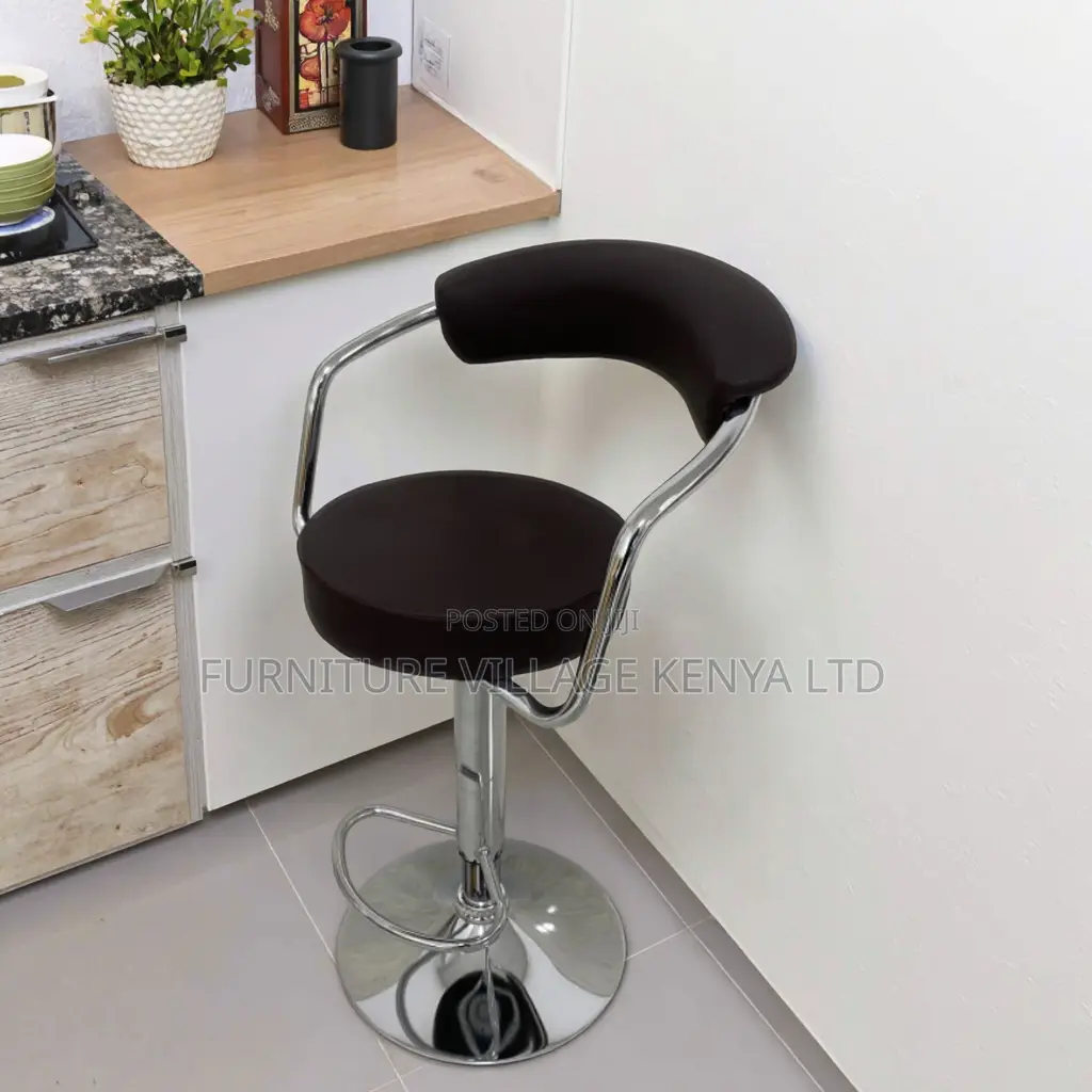 Barstool; Adjustable Black Bistro Stool With Footrest