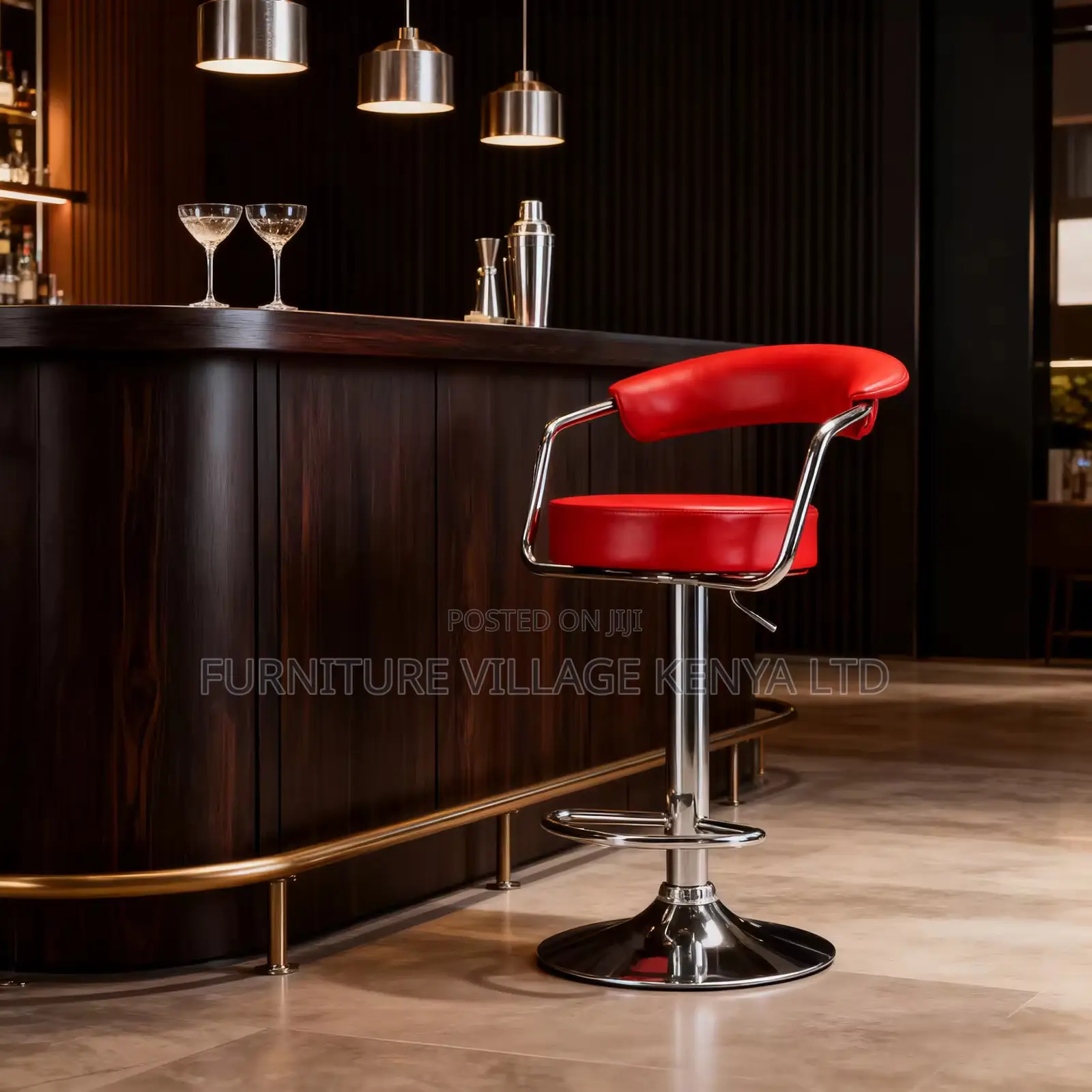 Barstool; Adjustable Black Bistro Stool With Footrest