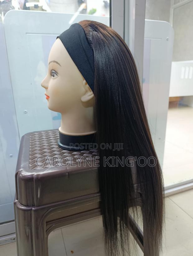 Semi Human Hair Band Wig