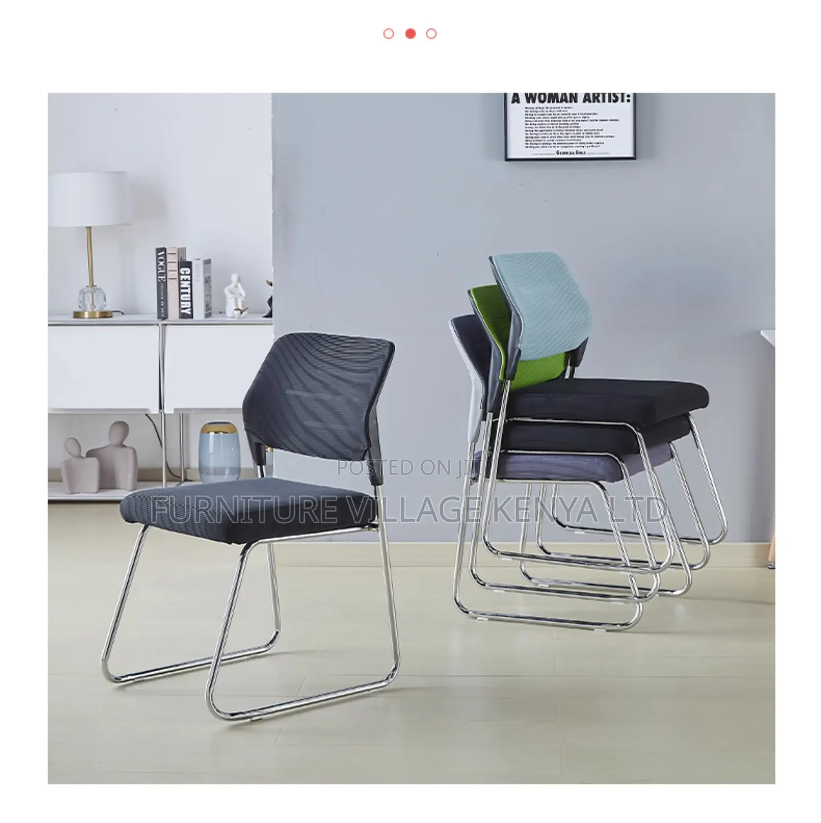 Office Chair; Stackable Fixed Legs Office Waiting Room Conference
