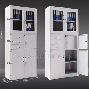 2-Swing Glass Door Filling Cabinet With Safe