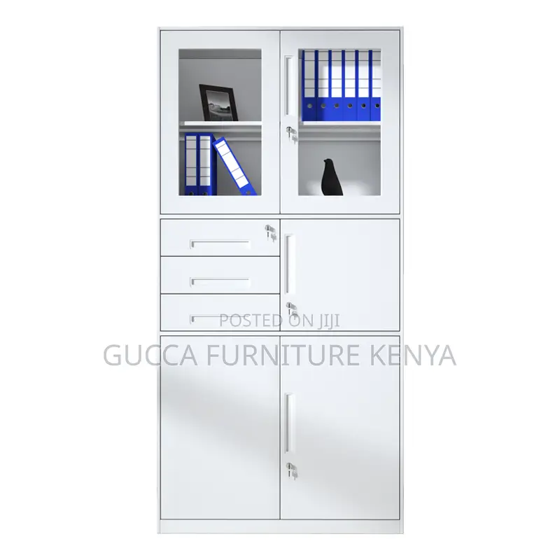 2-Swing Glass Door Filling Cabinet With Safe