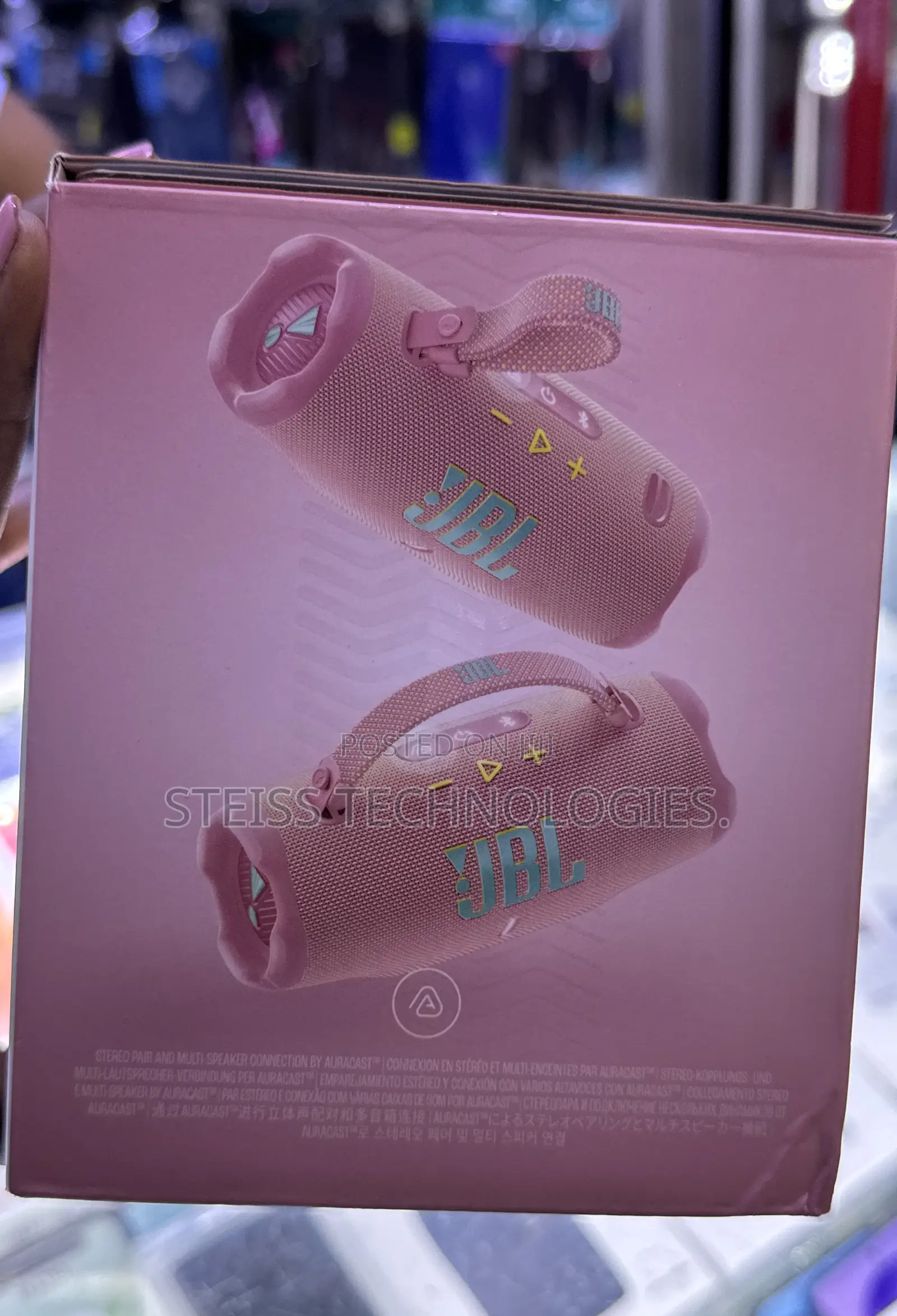 Pink JBL Charge 6 Bluetooth Speaker.