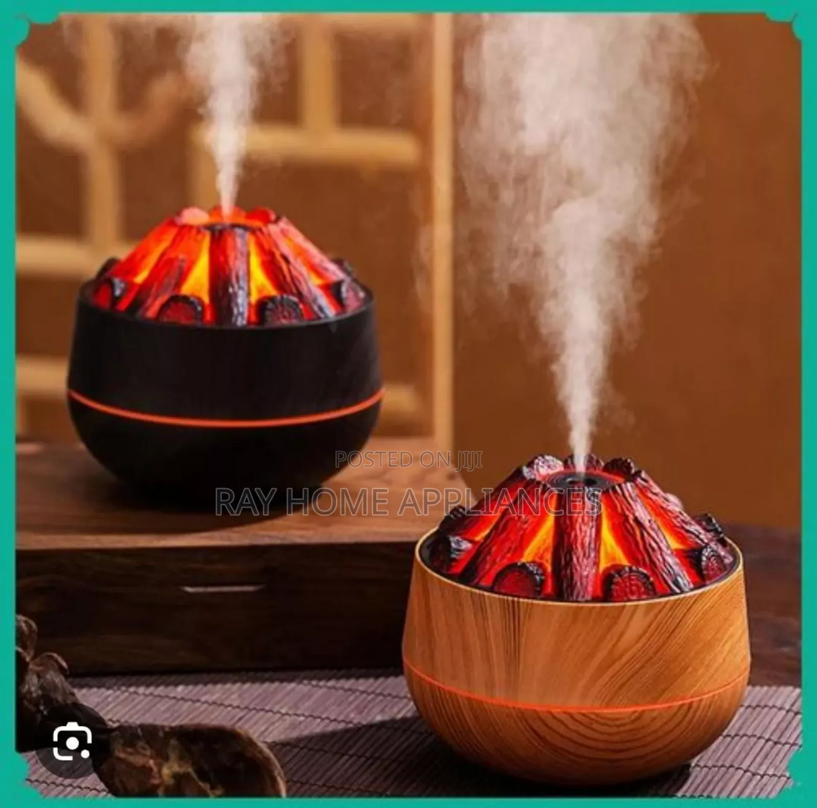Charcoal Fire Humidifier 2.2w 300ml Tank 30-50ml/H Spray In 2 Colours