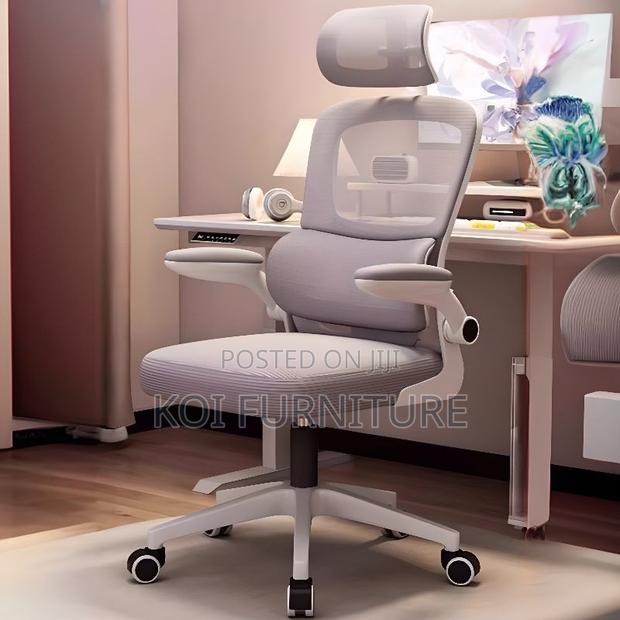 Office Chairs; Ergonomic White Design Chair With Padded Flip Up Arms