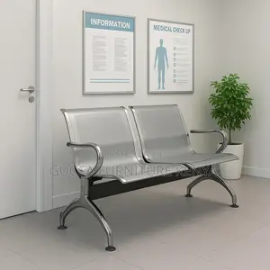 2-Seater Steel Arm Reception Waiting Bench