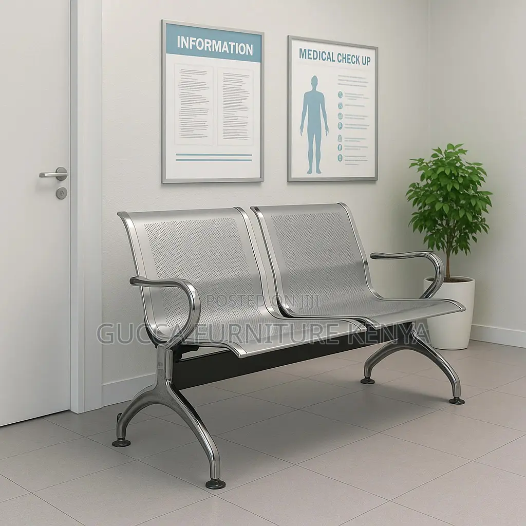 2-Seater Steel Arm Reception Waiting Bench