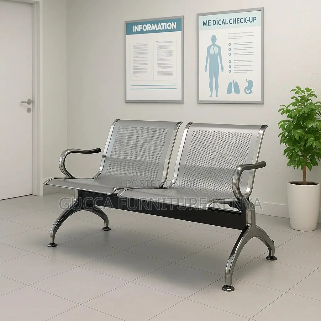 2-Seater Steel Arm Reception Waiting Bench