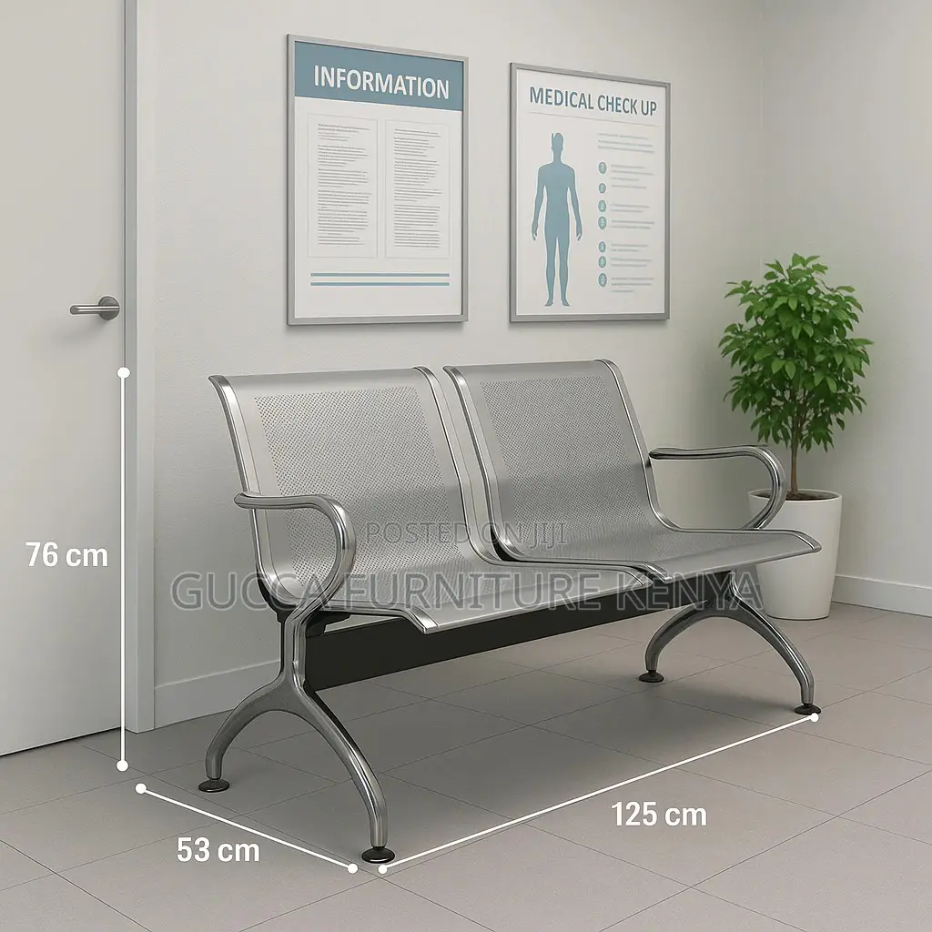 2-Seater Steel Arm Reception Waiting Bench
