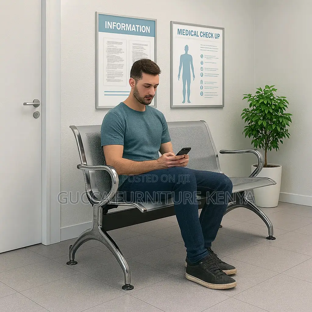 2-Seater Steel Arm Reception Waiting Bench