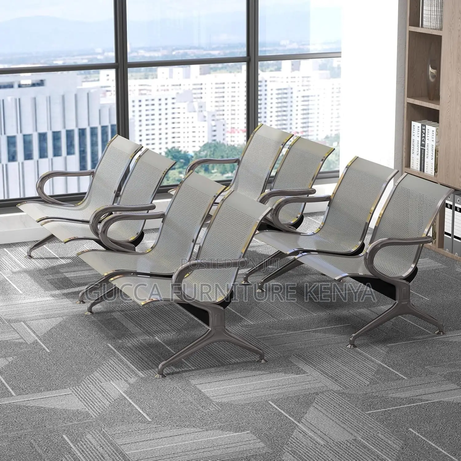 2-Seater Steel Arm Reception Waiting Bench