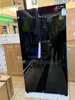 Side by Side TCL Black Glass Door Refrigerator