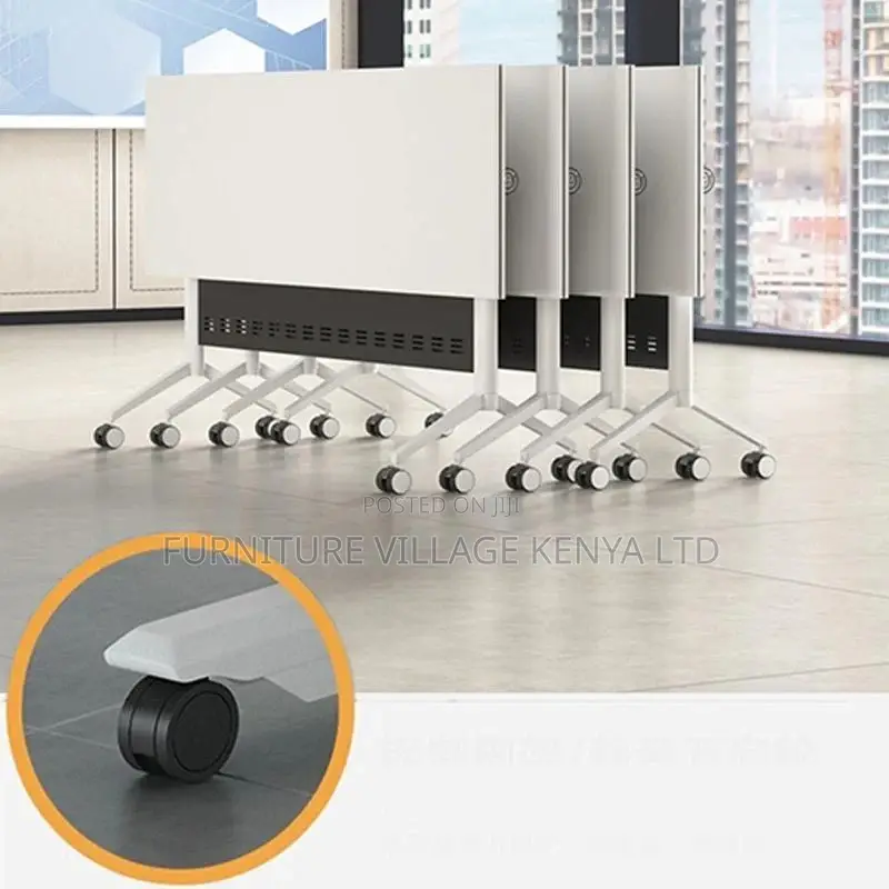 Office Table ;White Meeting Table With Foldable Design