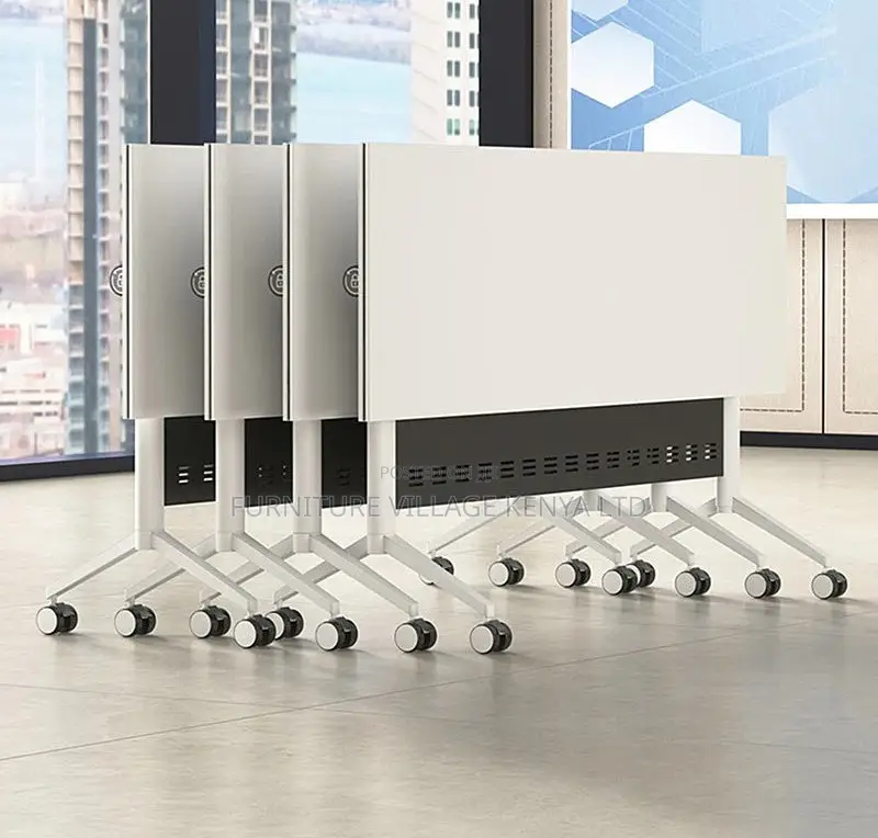Office Table ;White Meeting Table With Foldable Design