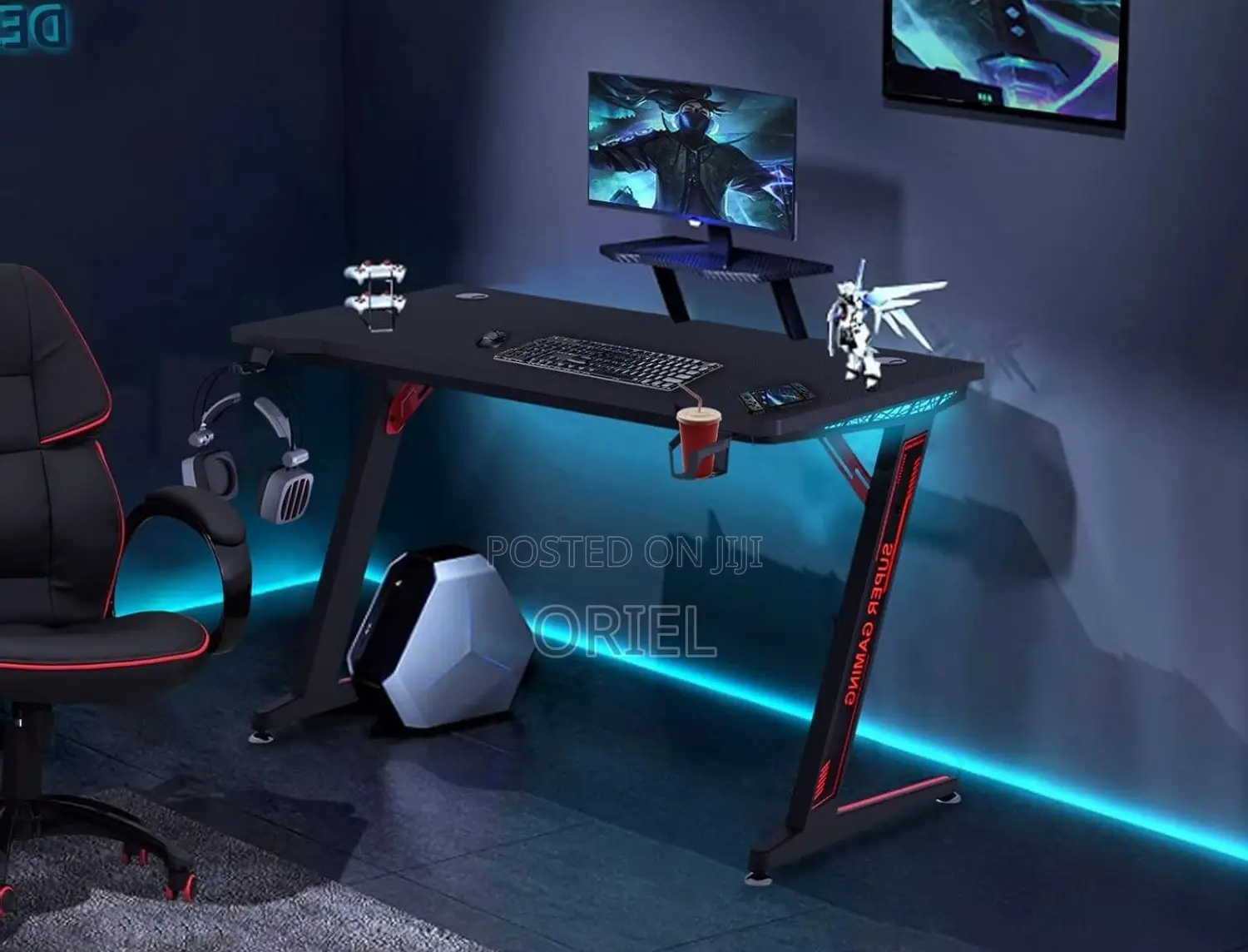 Office Desk : Office 1.4m E-Sports Z-Shaped Gaming Desk
