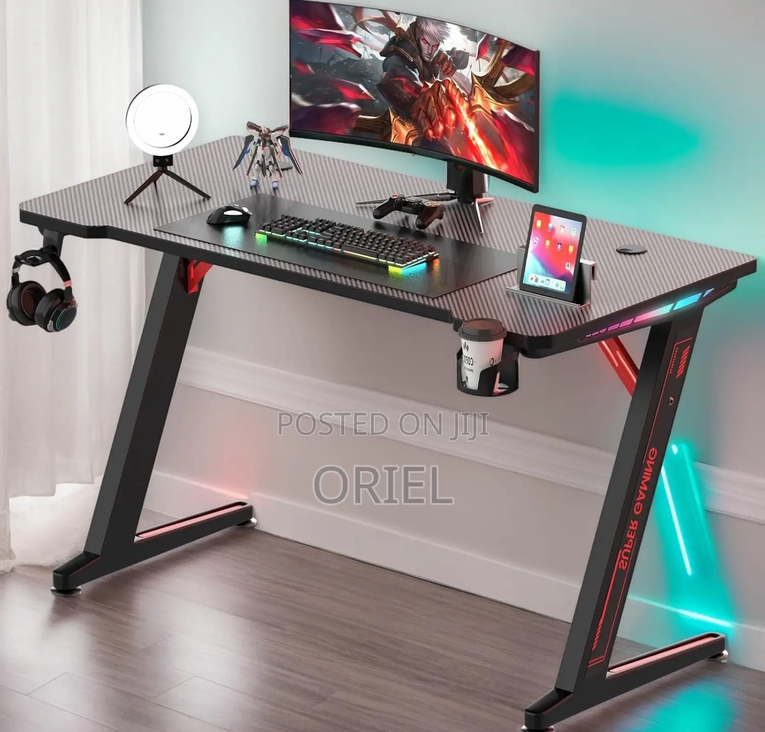 Office Desk : Office 1.4m E-Sports Z-Shaped Gaming Desk