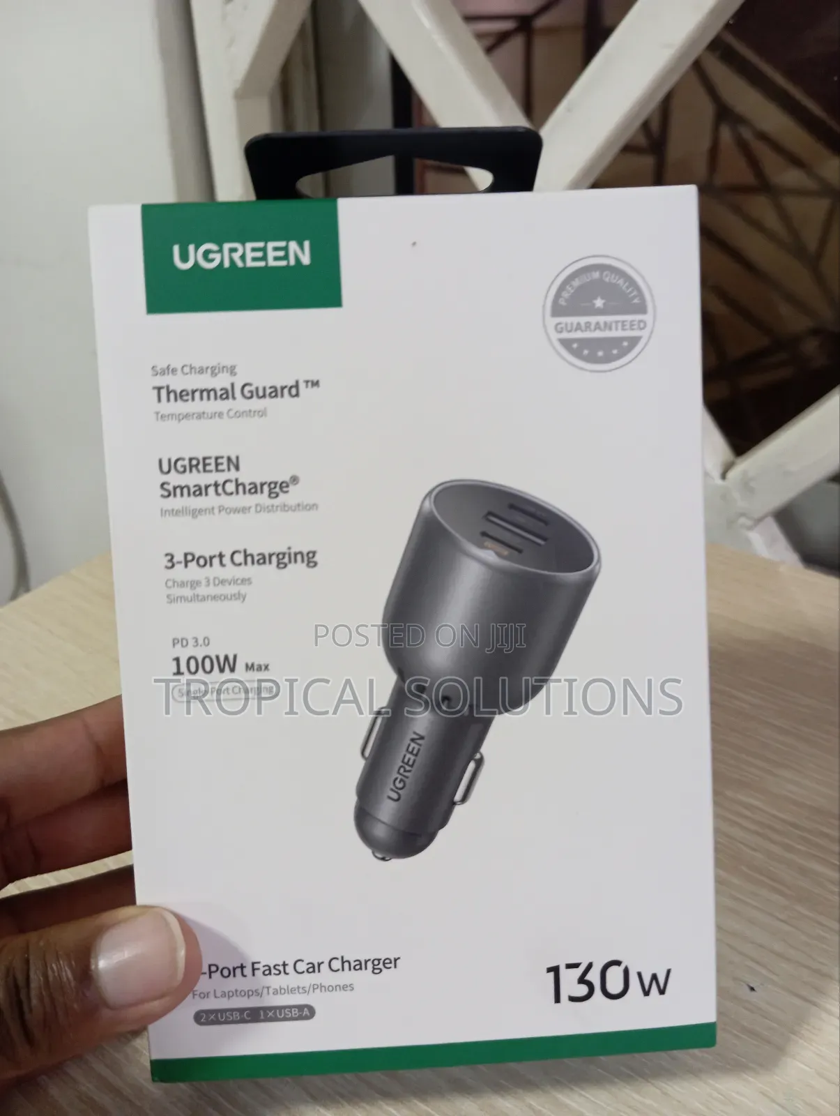 Ugreen 130w 3-Port Fast Car Charger Ug35025