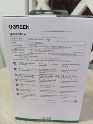 Ugreen 130w 3-Port Fast Car Charger Ug35025