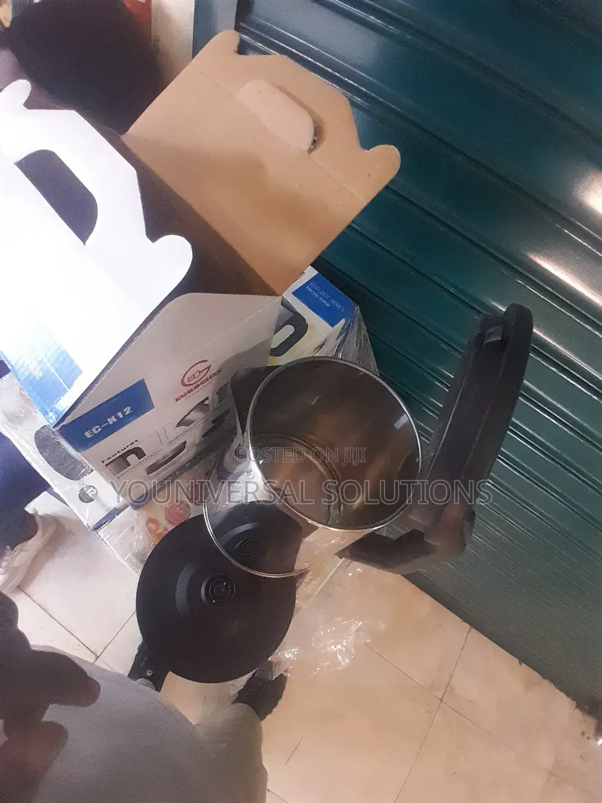 2 Litres Eurochef 3 Pin Plug 1 Metre Cable Stainless Steel Kettle