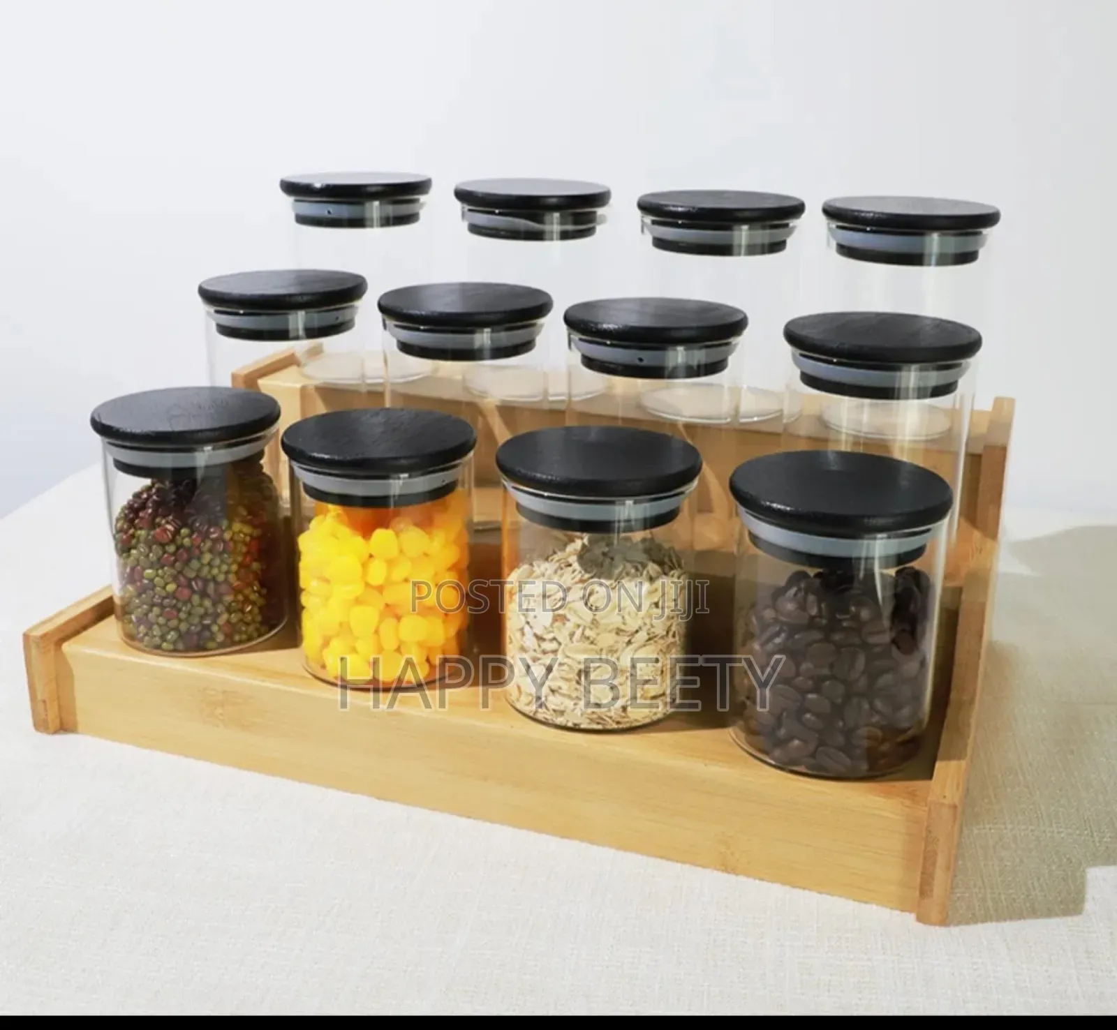 Air Tight Borosilicate Spice Jars With Black Lid