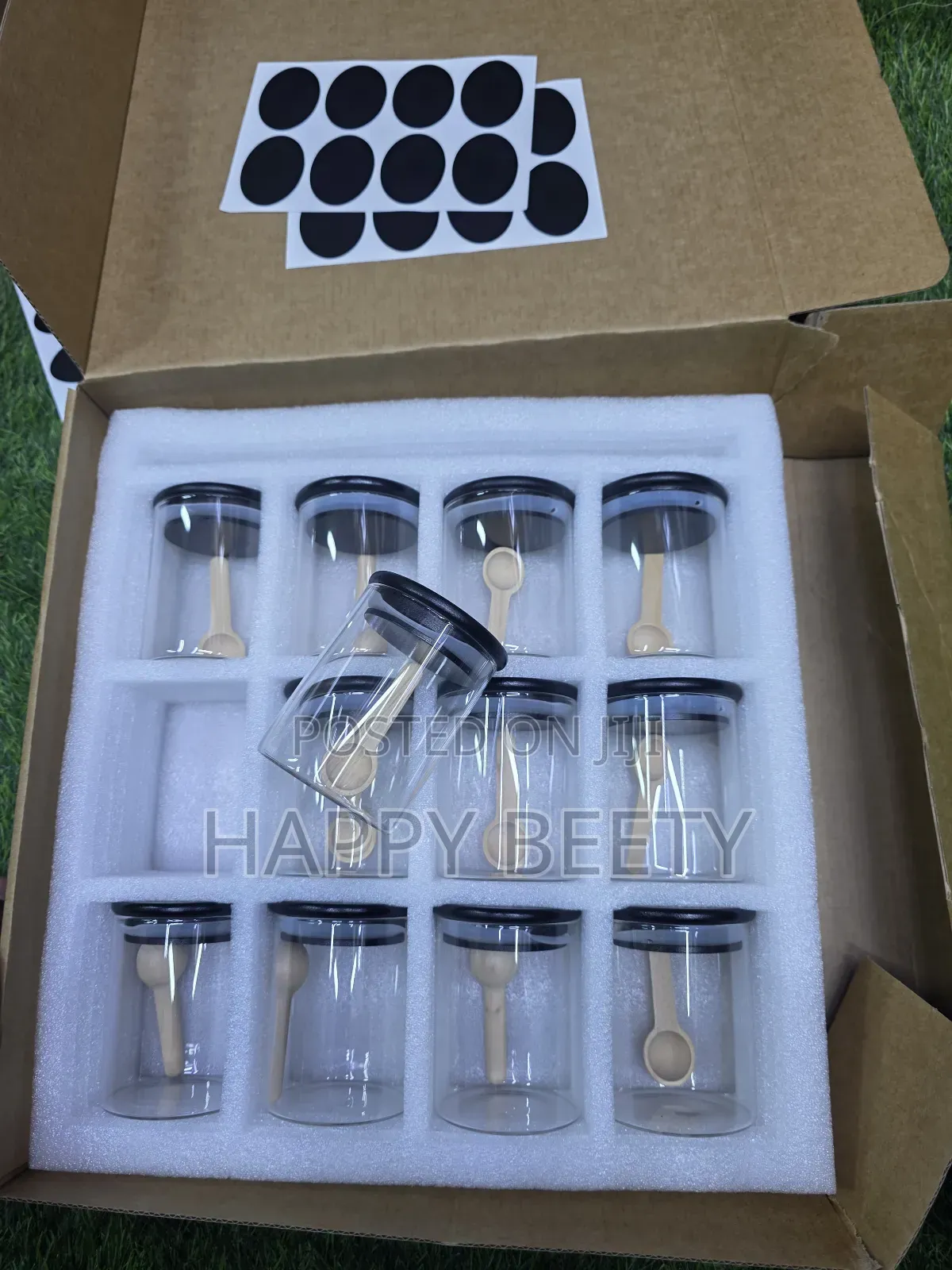 Air Tight Borosilicate Spice Jars With Black Lid