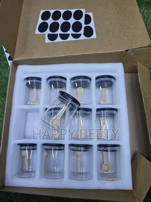 Air Tight Borosilicate Spice Jars With Black Lid