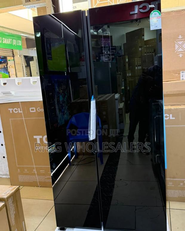 TCL 550 Litres Double Door Refrigerator Glass Black