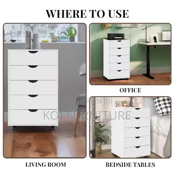 Office Cabinet; White Home Documents Office Cabinet With 6 Draw - thumbnail 2