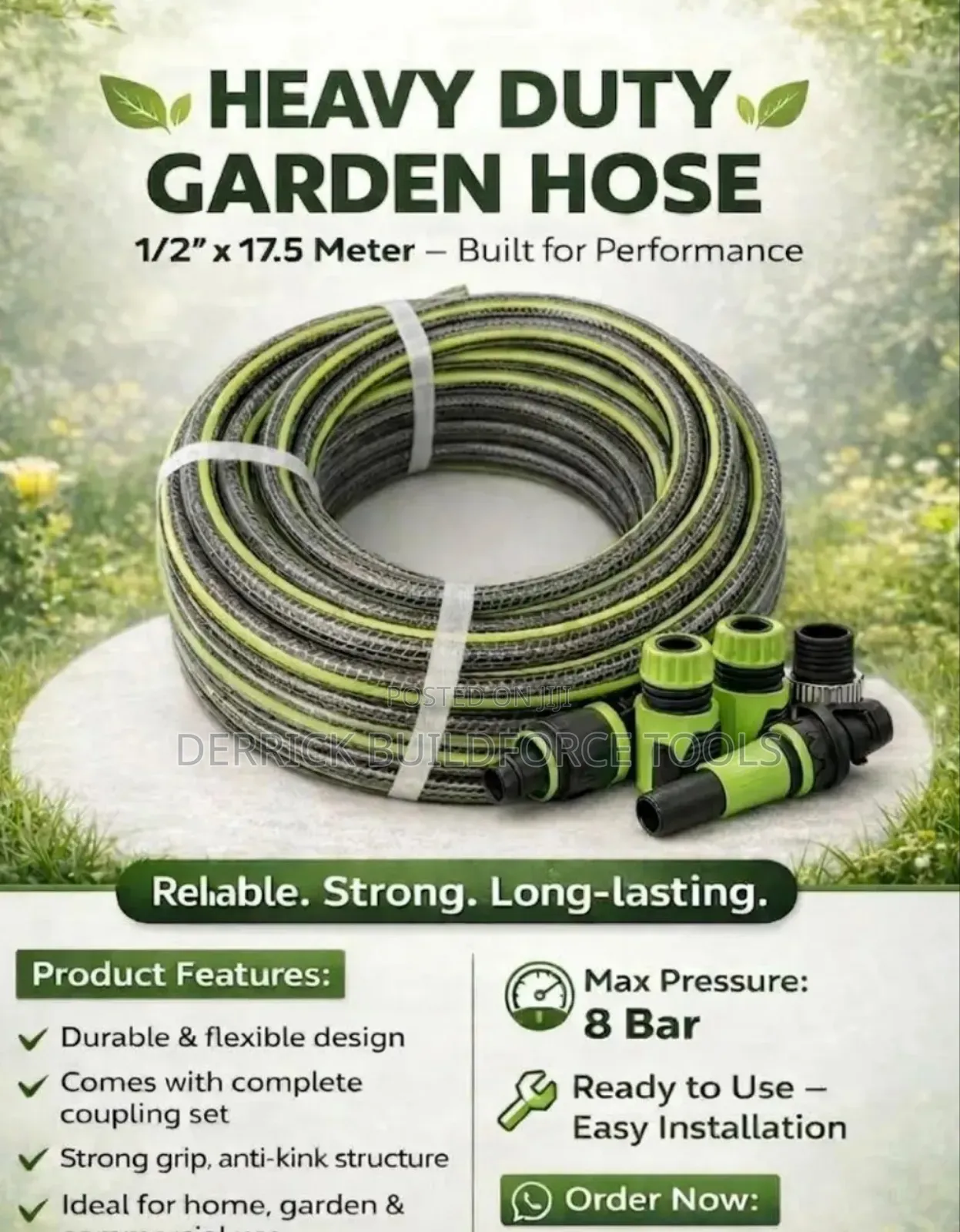Heavy Duty Garden Hose 1/2" × 17.5mtr