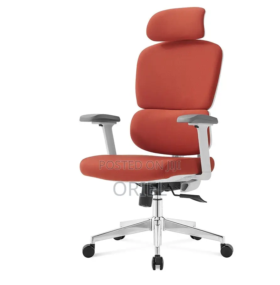 Executive Office Chair : Orange Orthopedic High Back Office Seat
