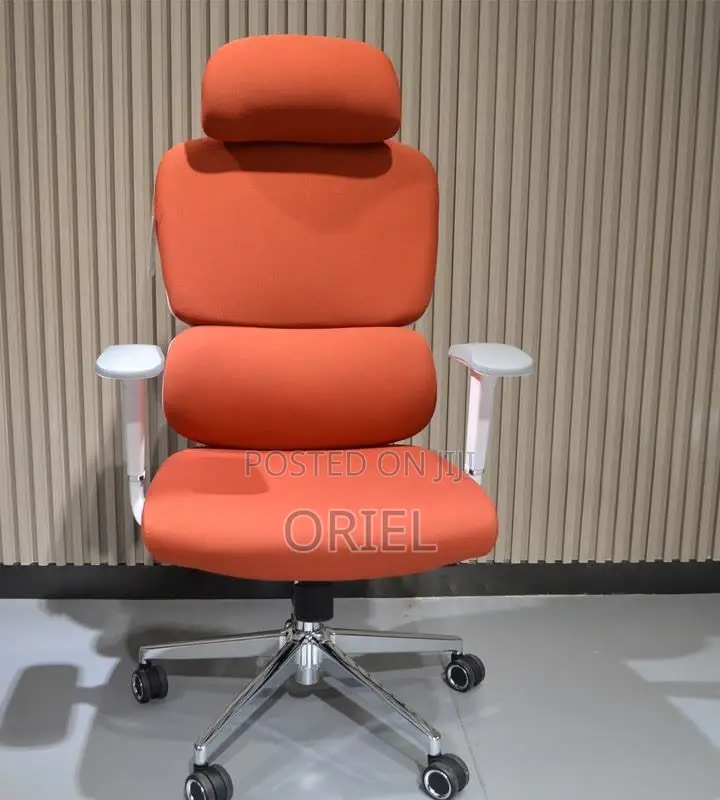 Executive Office Chair : Orange Orthopedic High Back Office Seat