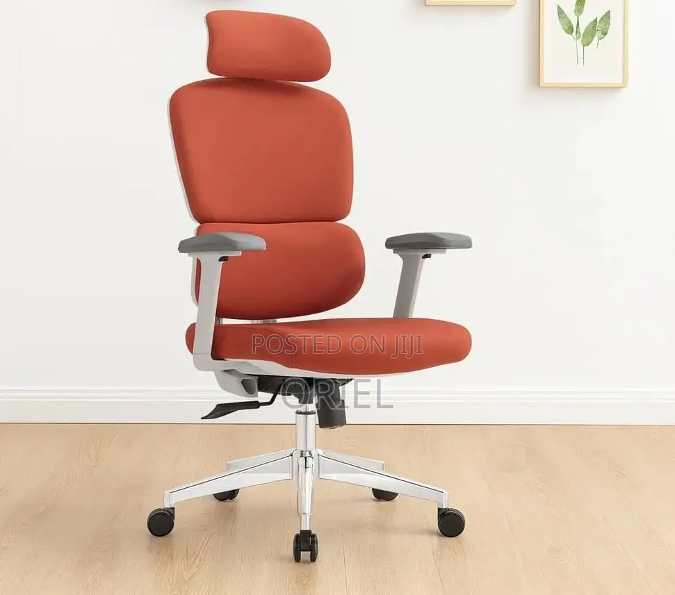 Executive Office Chair : Orange Orthopedic High Back Office Seat