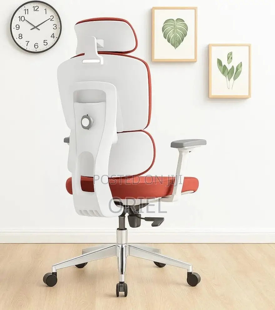 Executive Office Chair : Orange Orthopedic High Back Office Seat