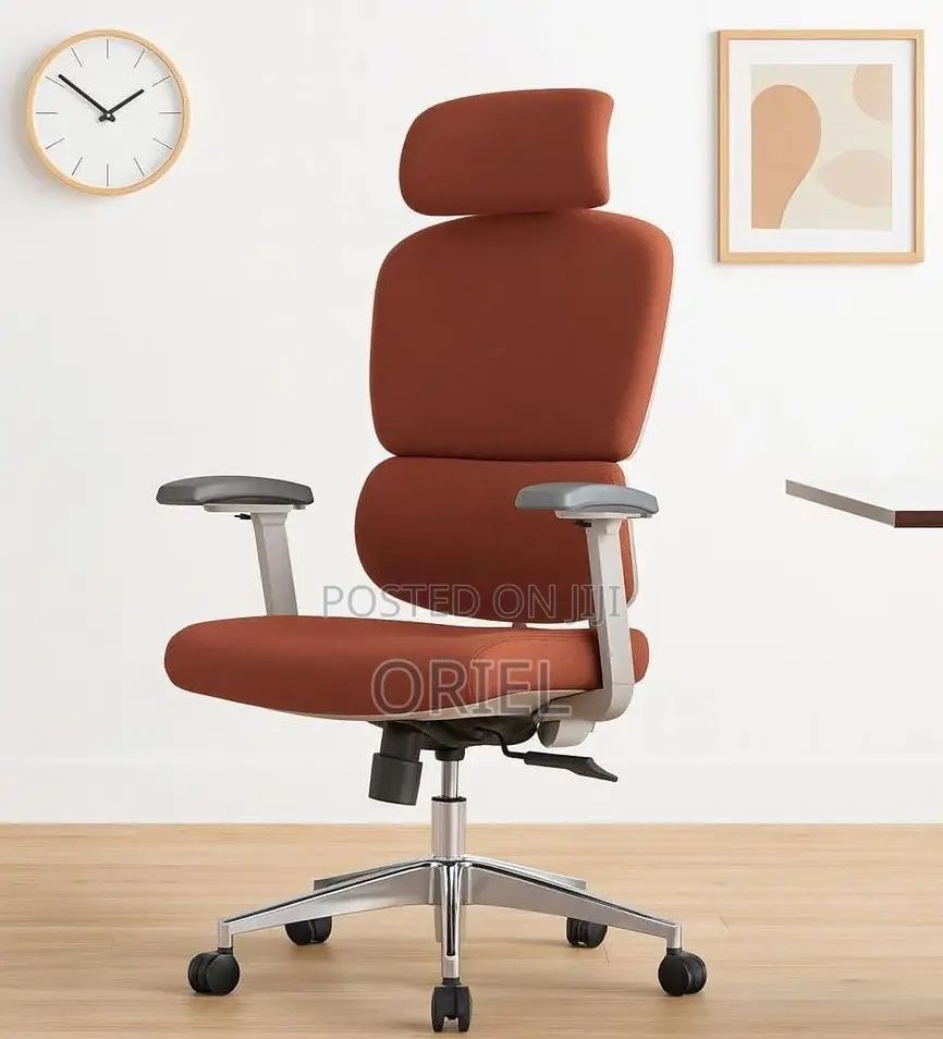 Executive Office Chair : Orange Orthopedic High Back Office Seat