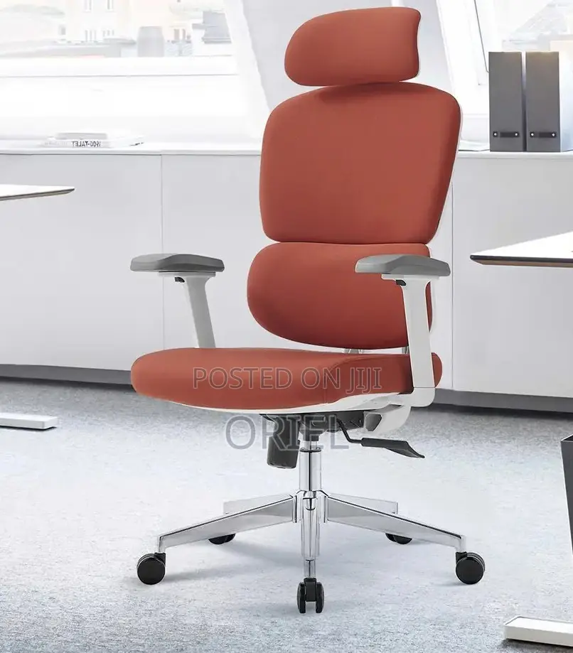 Executive Office Chair : Orange Orthopedic High Back Office Seat