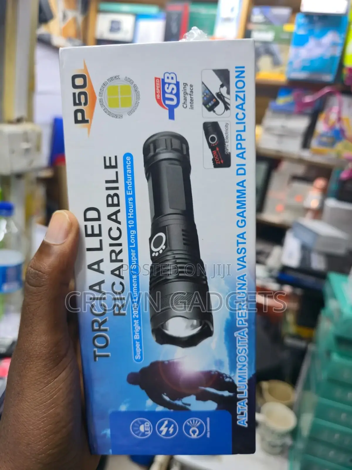 P50 Usb Rechargeable Torch 10h Battery High Power